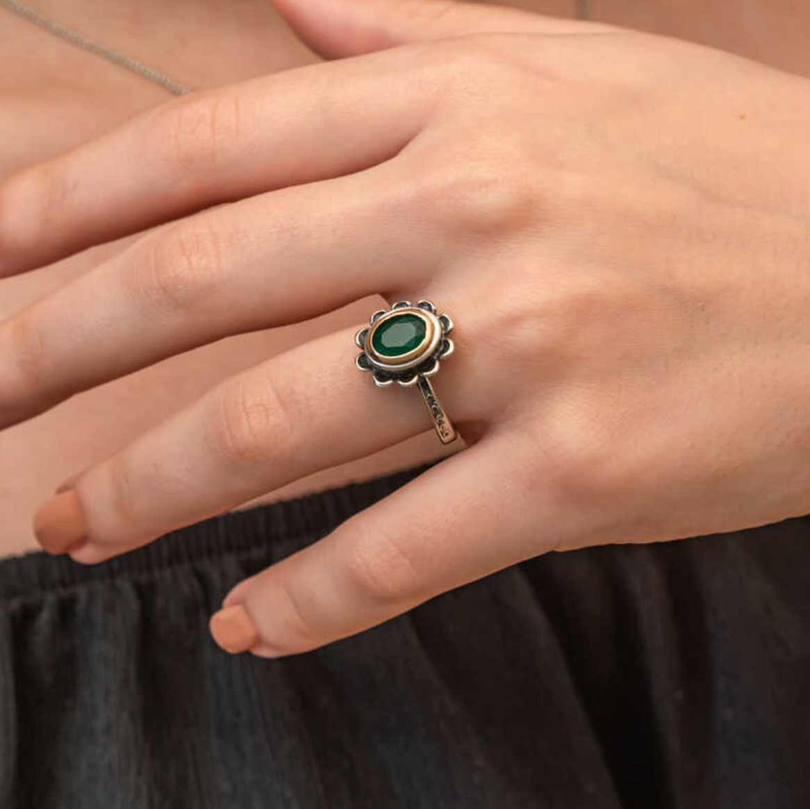 Kedy Green Daisy Ring